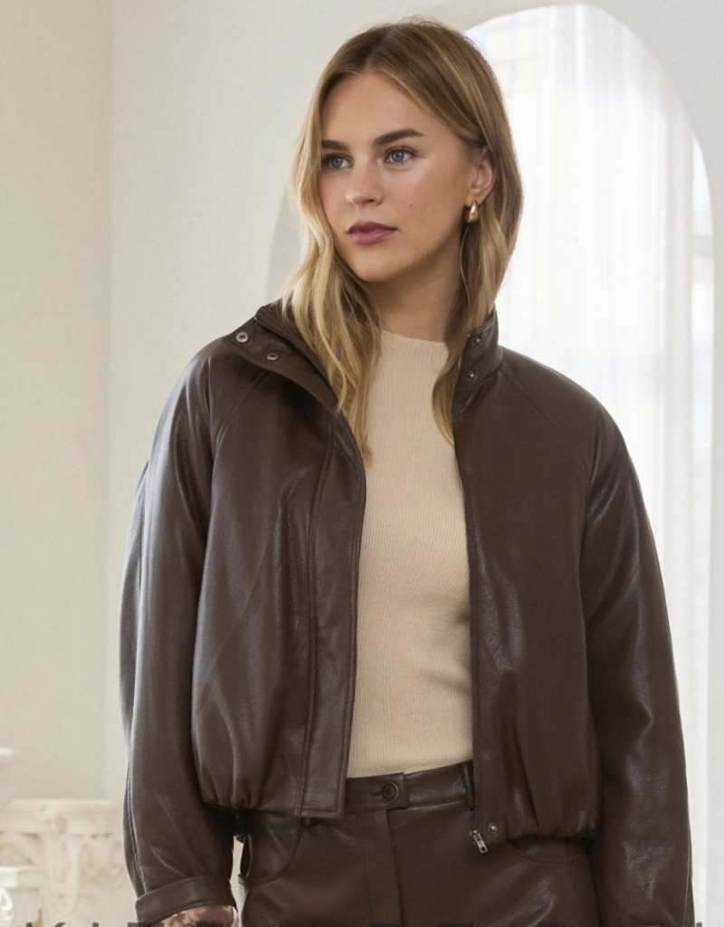 Faux Leather Bomber