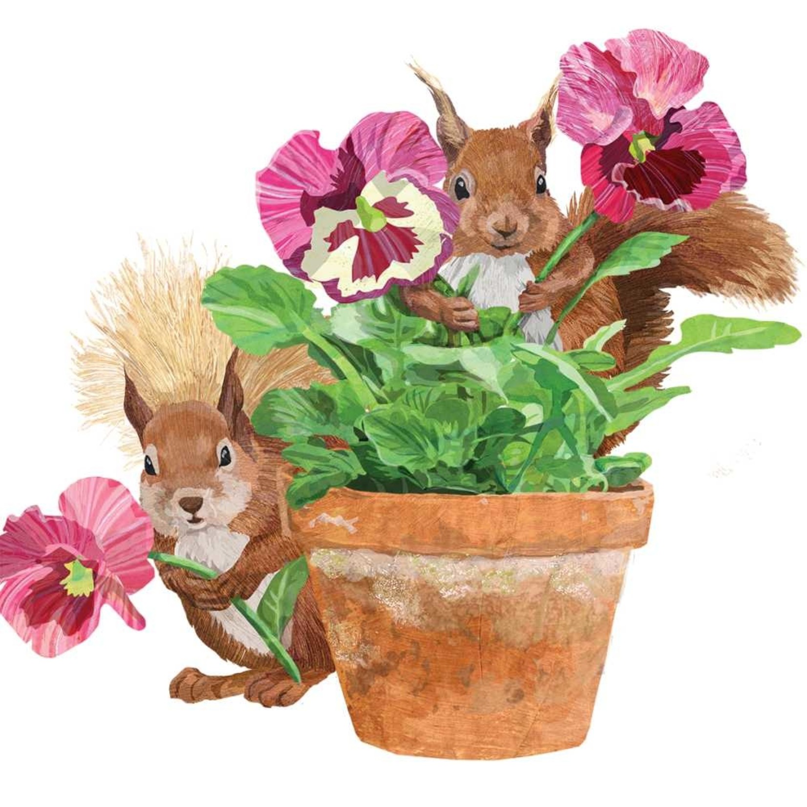 Flower Pot Squirrel Serviettes