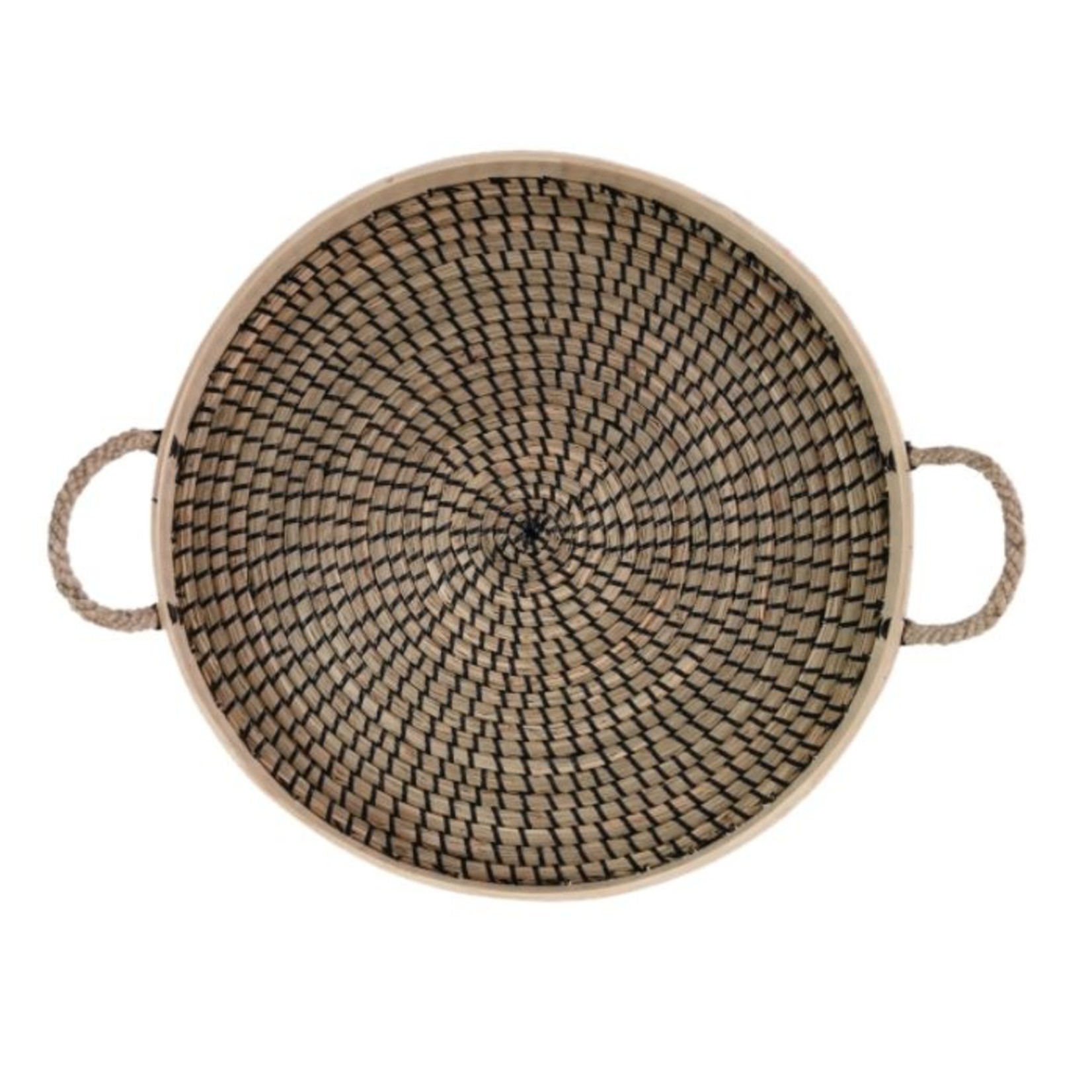 Round Seagrass & Bamboo Tray