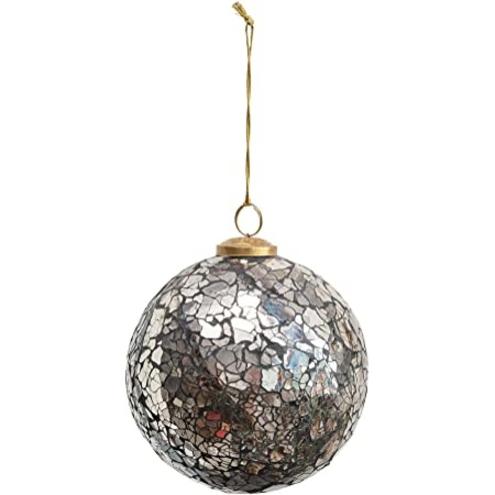 Pewter Mosaic Glass Ball Ornament - 5"