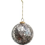Pewter Mosaic Glass Ball Ornament - 4"