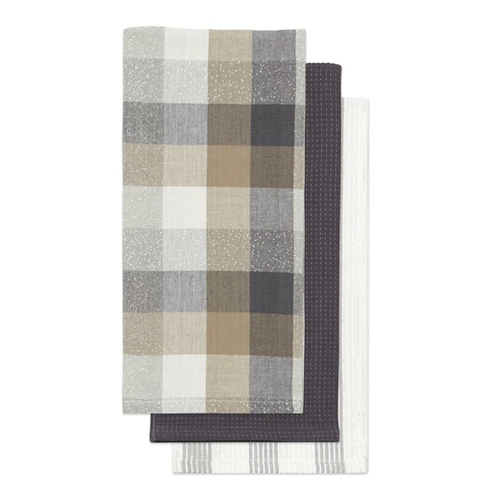 Frosted Check Dishtowel S/3