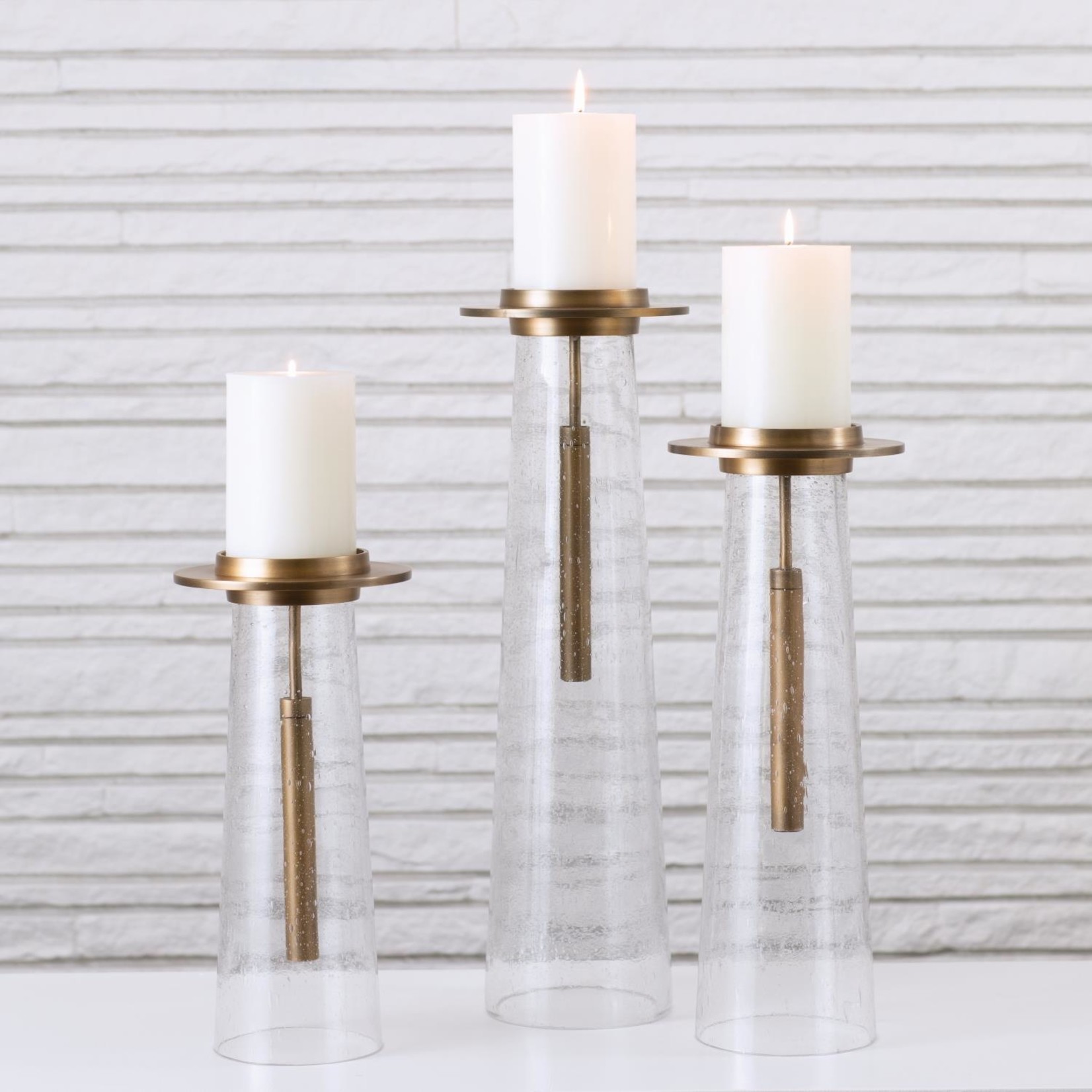 Seeded Antique Brass Candle Holder