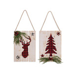 Red Plaid w/Pine & Berry Sign