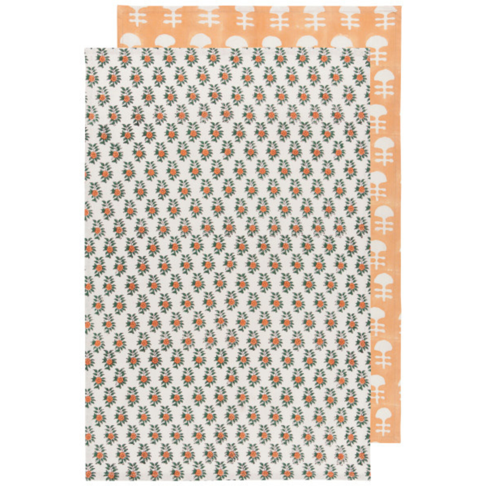 Gather Block Print Tea Towel - S/2