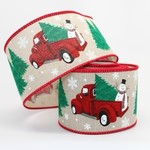 Linen Christmas Truck Ribbon (10 yrd)