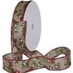 Linen Muted Holly Ribbon (10 yrd)