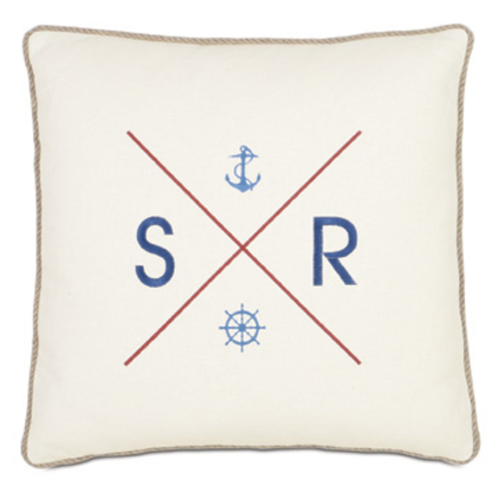 Maritime Embroidered Flag Pillow