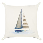 Maritime Hand Painted Yacht Pillow