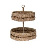 Woven Wicker & Bankuan 2 Tier Tray