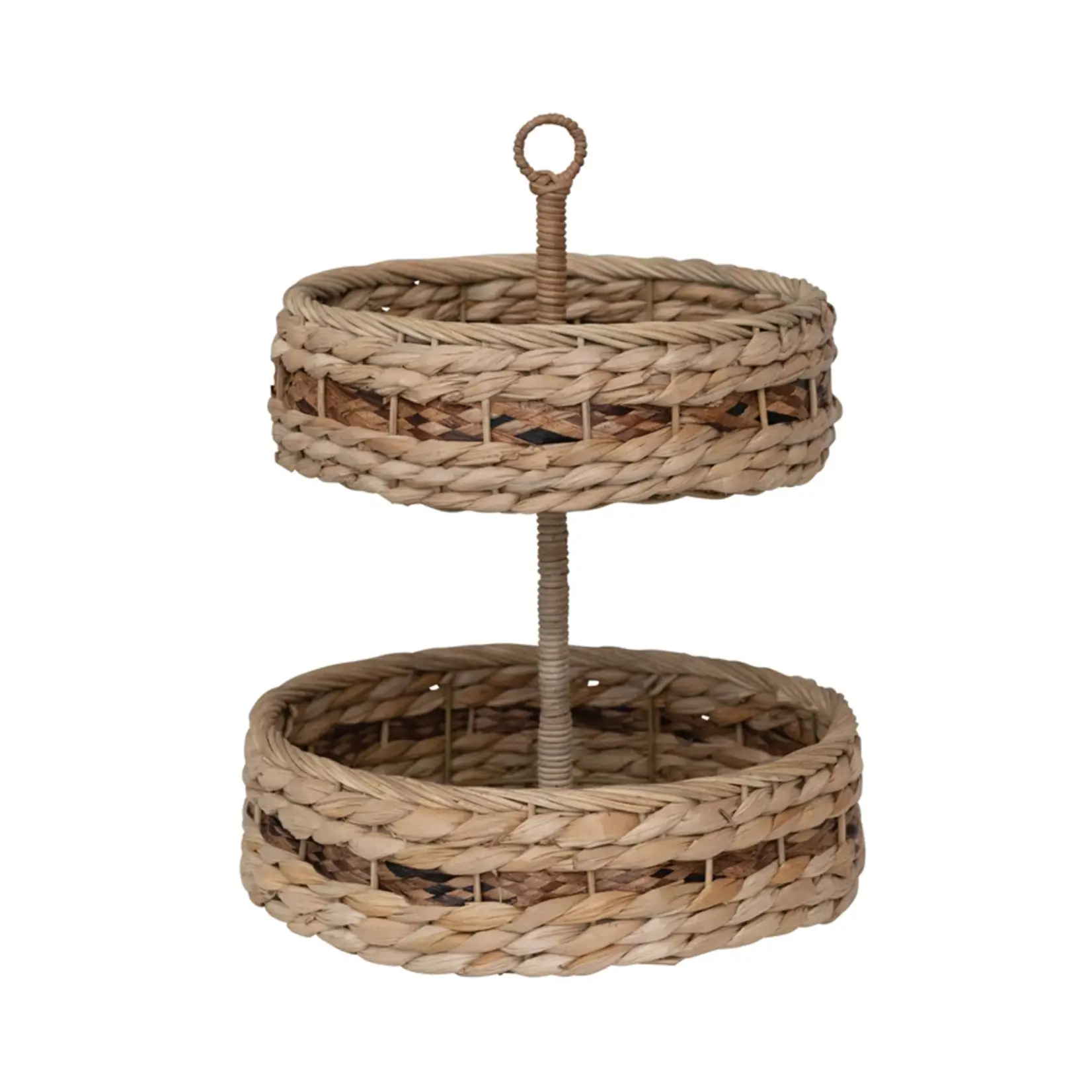 Woven Wicker & Bankuan 2 Tier Tray