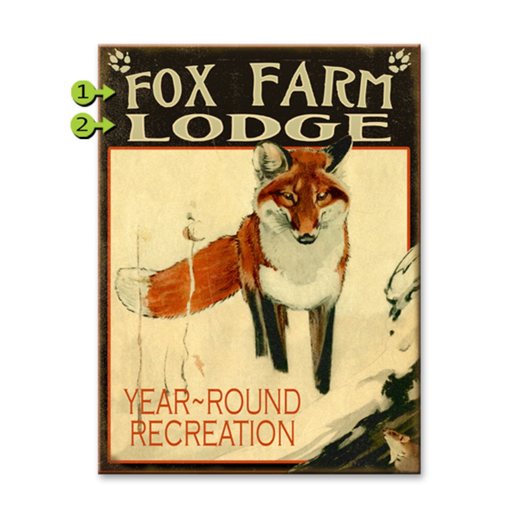 Sign, Fox Farm Lodge (Meiss)