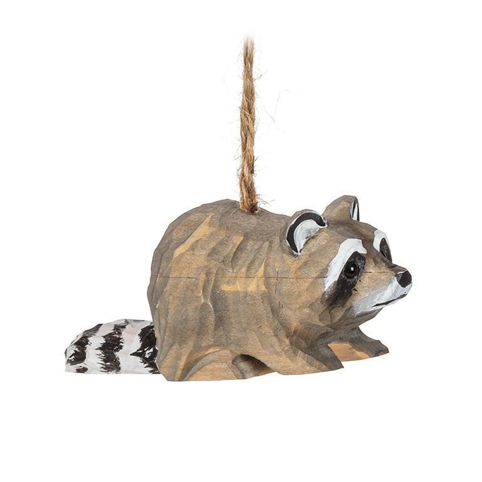 Abbott Carved Raccoon on Pine Ornament