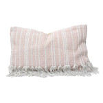 Fringed Stripe Lumbar Pillow -