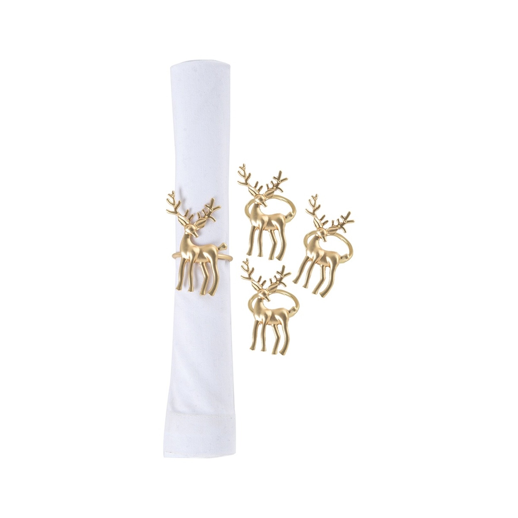 Gold Deer Napkin Ring Set