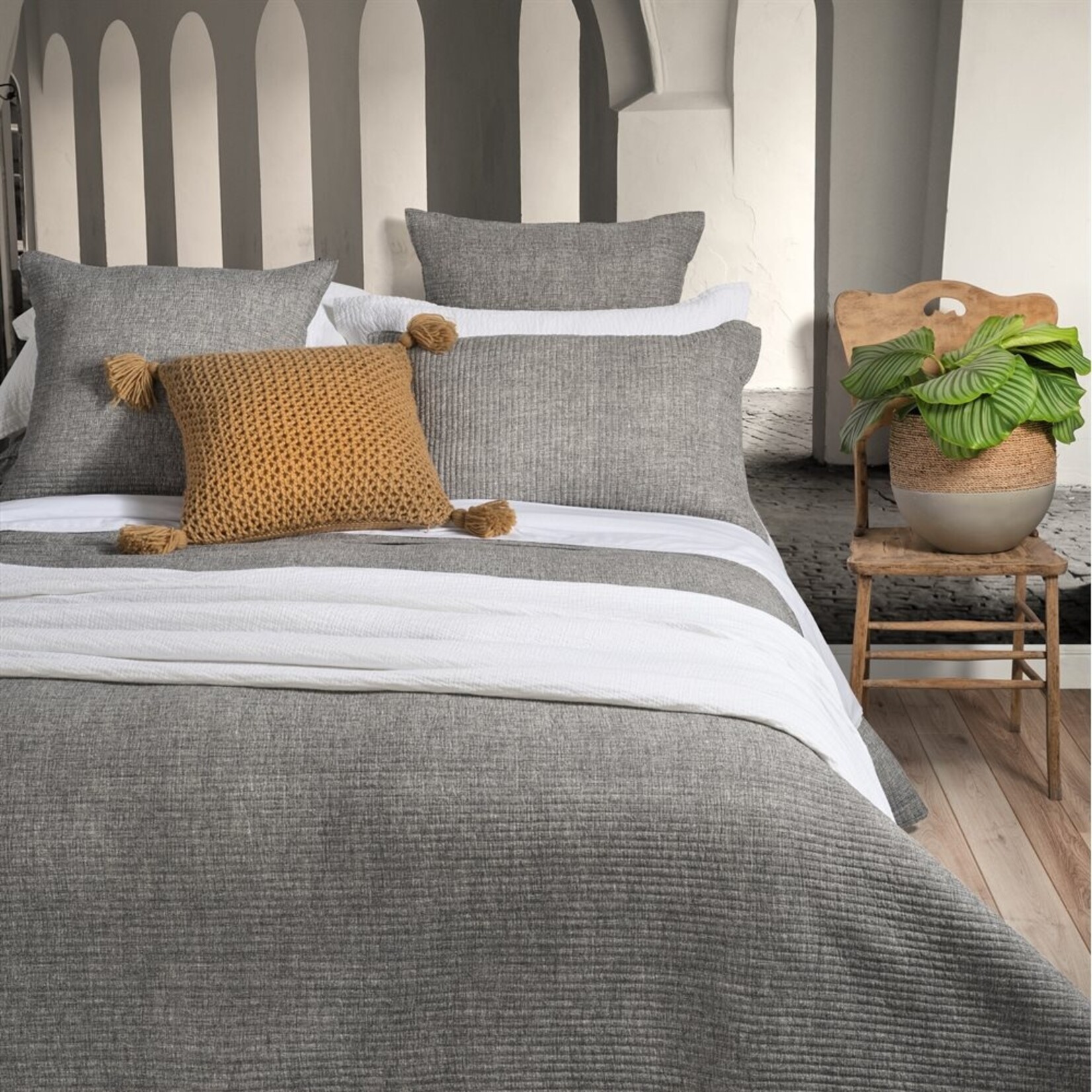 Home Chambray Grey Coverlet -