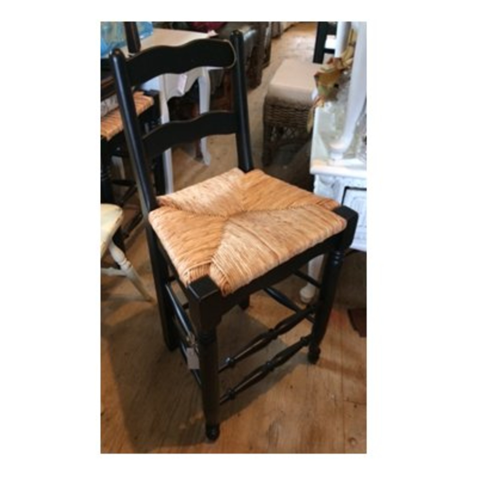 Counter Stool Black with Wicker Seat Hilltop Interiors