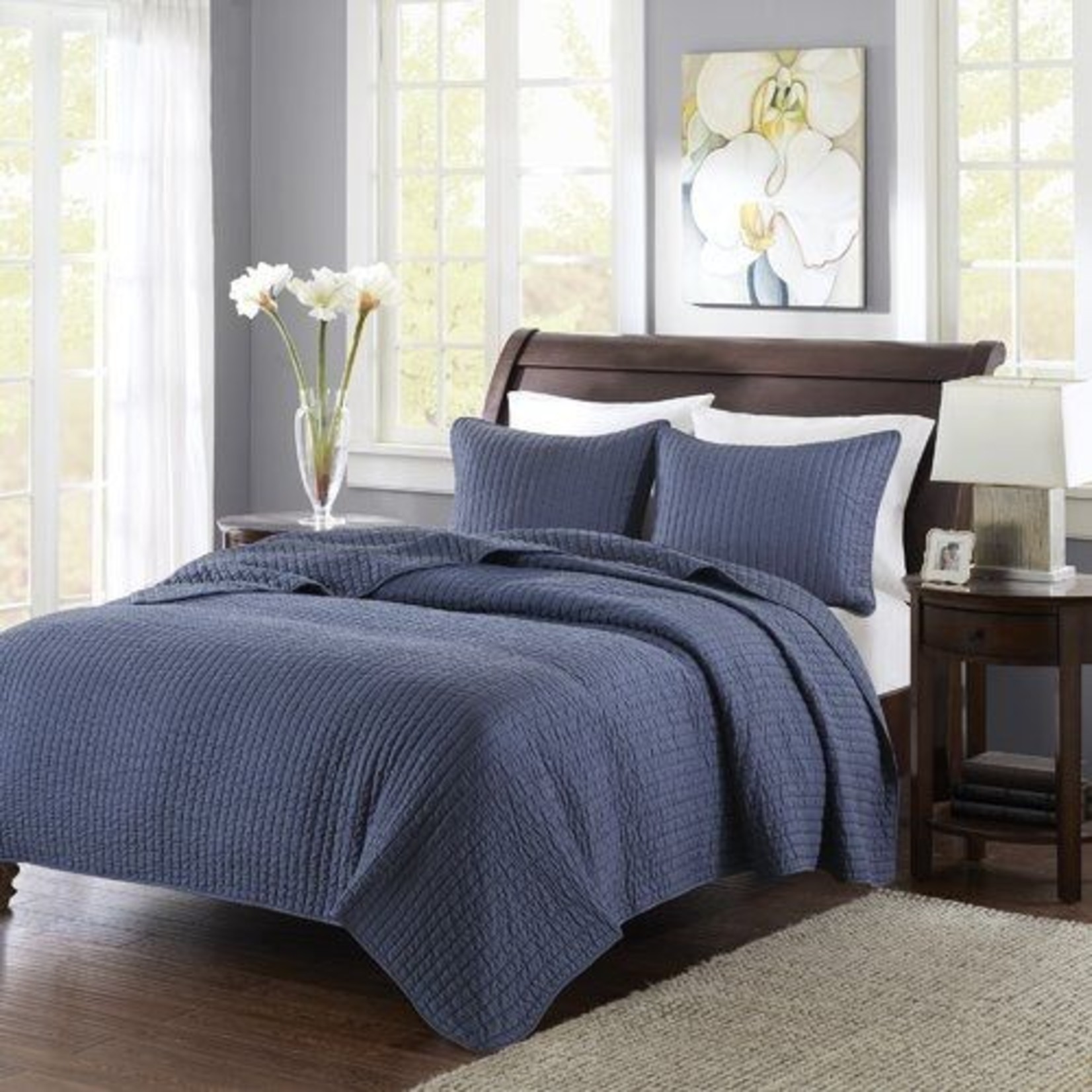 Channel Navy Queen Quilt and Shams