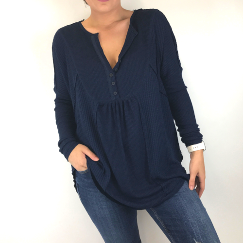 free people Free People Leo Henley Indigo Blue free people Free People Leo Henley Indigo Blue