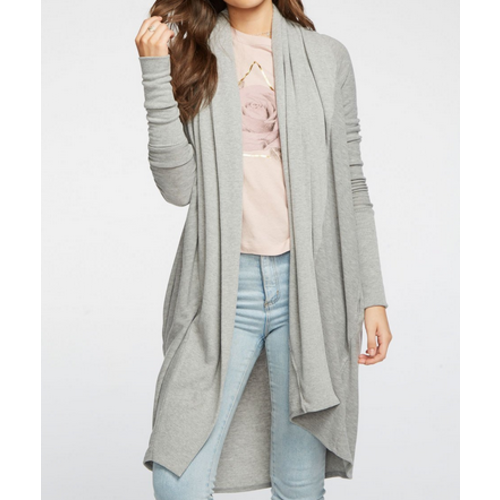 Chaser Chaser Cozy Knit L/S Duster Hthr Gry Chaser Chaser Cozy Knit L/S Duster Hthr Gry