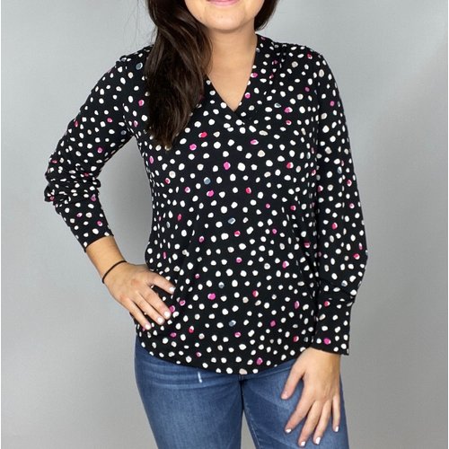 Nic & Zoe Pop Dot Top Black Multi Nic & Zoe Pop Dot Top Black Multi