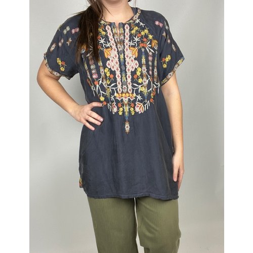 Johnny Was Primavera Cupra Blouse Gran Grey P16519-D Johnny Was Primavera Cupra Blouse Gran Grey P16519-D