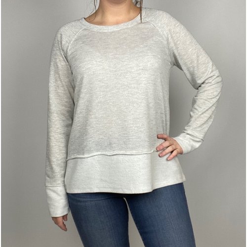 Hem & Thread Hem & Thread Round Neck Contrast Top Lt Gry Hem & Thread Hem & Thread Round Neck Contrast Top Lt Gry
