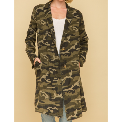 Mystree Mystree Acid Wash Long Coat Camo Mystree Mystree Acid Wash Long Coat Camo