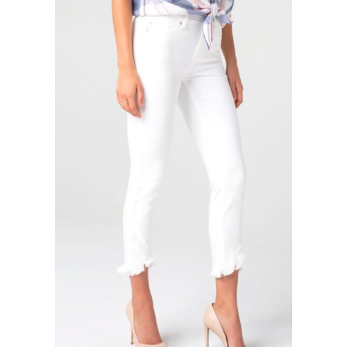 Liverpool Liverpool Abby Crop Scallop Wht LM7133QY-W Liverpool Liverpool Abby Crop Scallop Wht LM7133QY-W