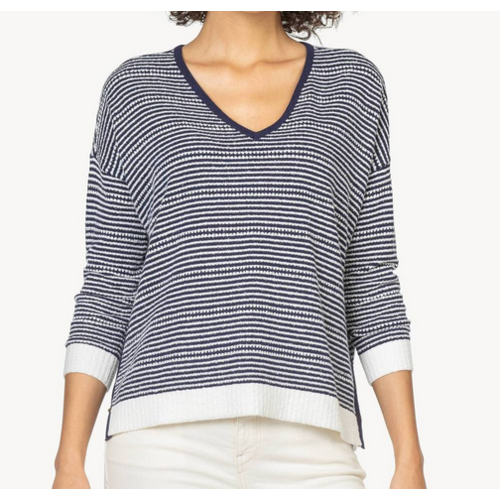 Lilla P Lilla P V Neck Swtr Nvy/Wht Lilla P Lilla P V Neck Swtr Nvy/Wht