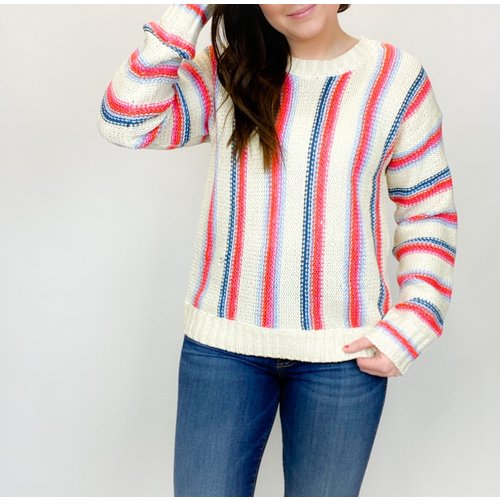 Hem & Thread Hem & Thread Roundneck Stripe Swtr Red Combo Hem & Thread Hem & Thread Roundneck Stripe Swtr Red Combo