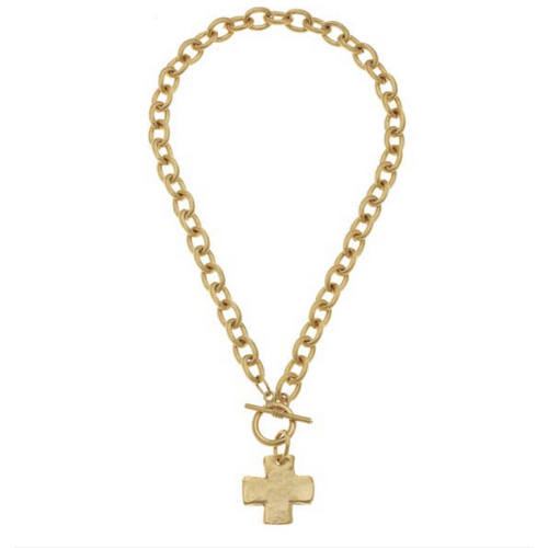 Susan Shaw Gold Cross Front Toggle Necklace Susan Shaw Gold Cross Front Toggle Necklace