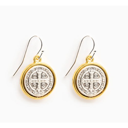 My Saint My Hero My Saint My Hero Benedictine Blessing Gold Rim Earrings My Saint My Hero My Saint My Hero Benedictine Blessing Gold Rim Earrings