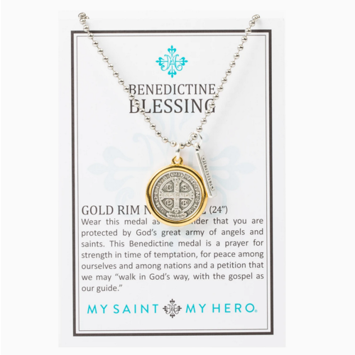 My Saint My Hero My Saint My Hero Benedictine Blessing Gold Rim Necklace My Saint My Hero My Saint My Hero Benedictine Blessing Gold Rim Necklace
