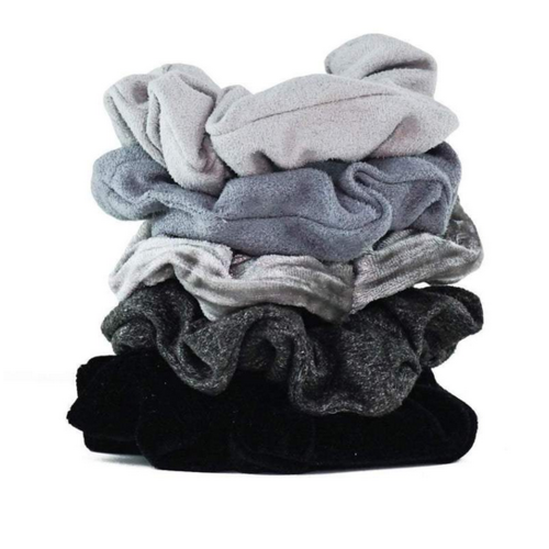 Kit-Sch Velvet Scrunchies Blk/Gry Kit-Sch Velvet Scrunchies Blk/Gry
