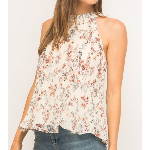 Mystree Mystree Floral Soft Halter Top Crm Mix Mystree Mystree Floral Soft Halter Top Crm Mix
