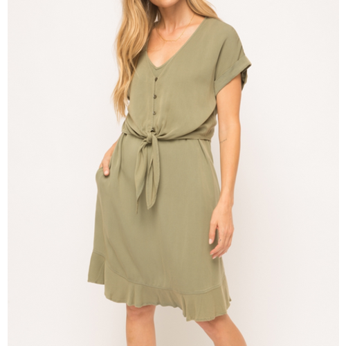 Mystree Mystree Acid Wash Dress Olive Mystree Mystree Acid Wash Dress Olive
