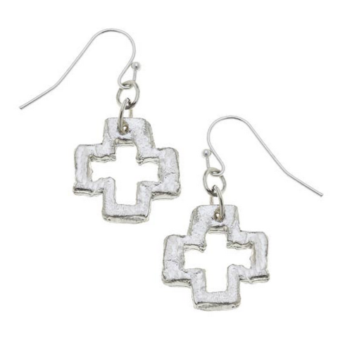 Susan Shaw Silver Open Cross Earring Susan Shaw Silver Open Cross Earring