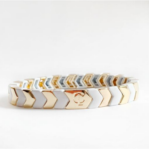 caryn lawn Caryn Lawn Tile Bracelet GOLD WHT CHEVRON caryn lawn Caryn Lawn Tile Bracelet GOLD WHT CHEVRON