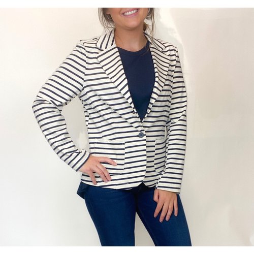 Baci & Amici Baci Striped Stretch Blzr BGE/NVY 21956816 Baci & Amici Baci Striped Stretch Blzr BGE/NVY 21956816