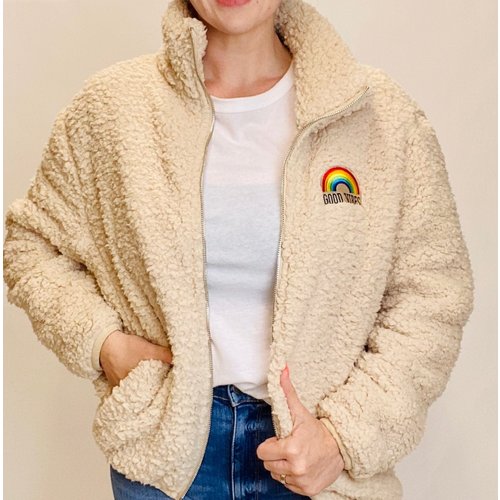 sub urban riot Sub Urban Riot Good Vibes Rainbow Teddy Zip Jkt An Wht W4071-2 sub urban riot Sub Urban Riot Good Vibes Rainbow Teddy Zip Jkt An Wht W4071-2