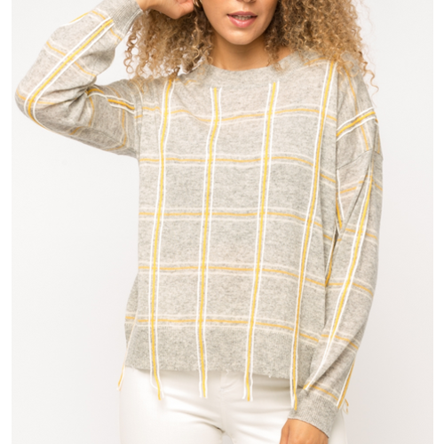 Mystree Mystree Dist Plaid Tex Swtr H Gry Mystree Mystree Dist Plaid Tex Swtr H Gry