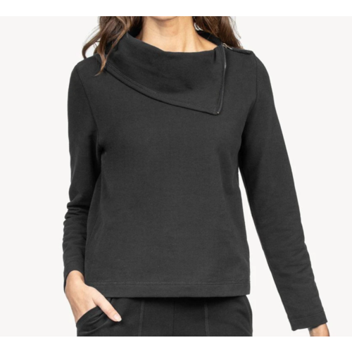 Lilla P Lilla P Zip Neck Top Black Lilla P Lilla P Zip Neck Top Black