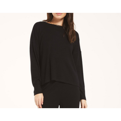Z Supply Z Supply Robbie Rib LS Blk Z Supply Z Supply Robbie Rib LS Blk