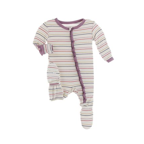 Kickee Pants Kickee Pants Classic Ruffle Footie Everyday Heros Stripe Kickee Pants Kickee Pants Classic Ruffle Footie Everyday Heros Stripe
