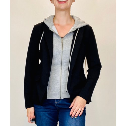 Liverpool Liverpool Boyfriend Blazer W/Hood Blk Liverpool Liverpool Boyfriend Blazer W/Hood Blk
