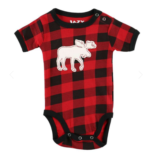 lazy one Lazy One Moose Plaid Applique Creeper lazy one Lazy One Moose Plaid Applique Creeper
