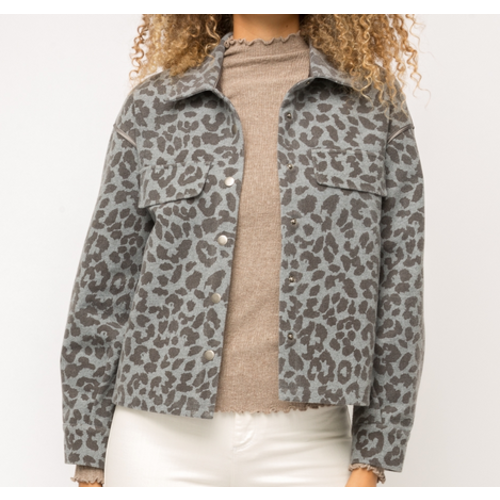 Mystree Mystree Blu Gry Leopard Jacket Mystree Mystree Blu Gry Leopard Jacket