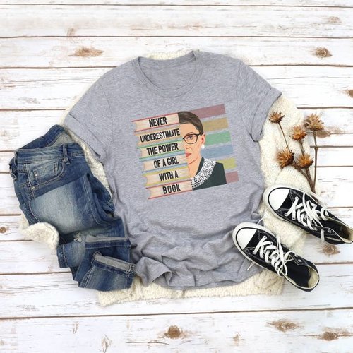 glitter and glam RBG Book Tee Grey glitter and glam RBG Book Tee Grey