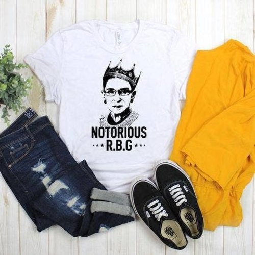 glitter and glam Notorious RBG Tee Wht glitter and glam Notorious RBG Tee Wht